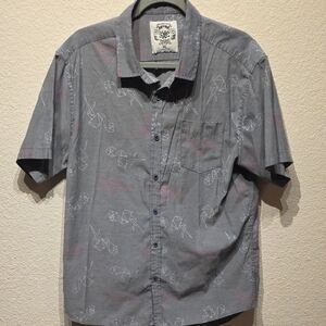 Sunday Work Clothes SXC Short Sleeve Button-Down Shirt – Gray/White/Pink – XL